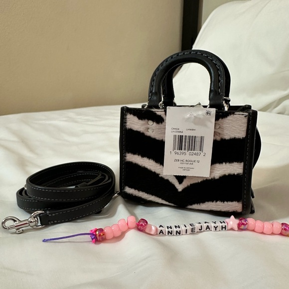 **SOLD** NWT Coach Rogue Bag 12 In Haircalf With Zebra Print (Micro Bag) - Picture 5 of 12